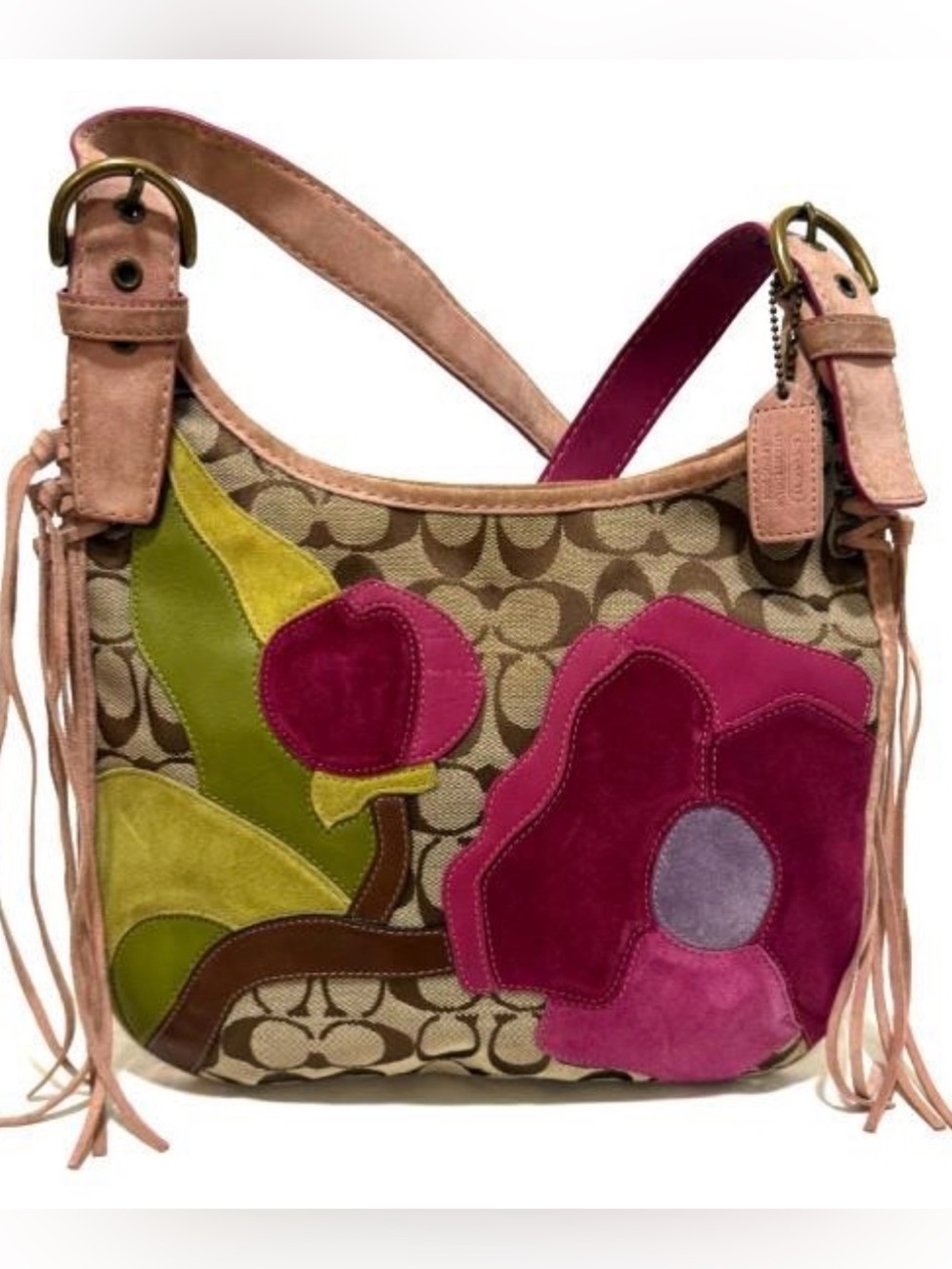 Coach Y2K 2001 Special Edition Floral Appliqué Signature Messenger/Crossbody Bag